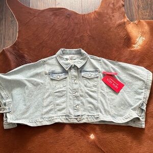 New Max  Light Wash Cropped Denim cape